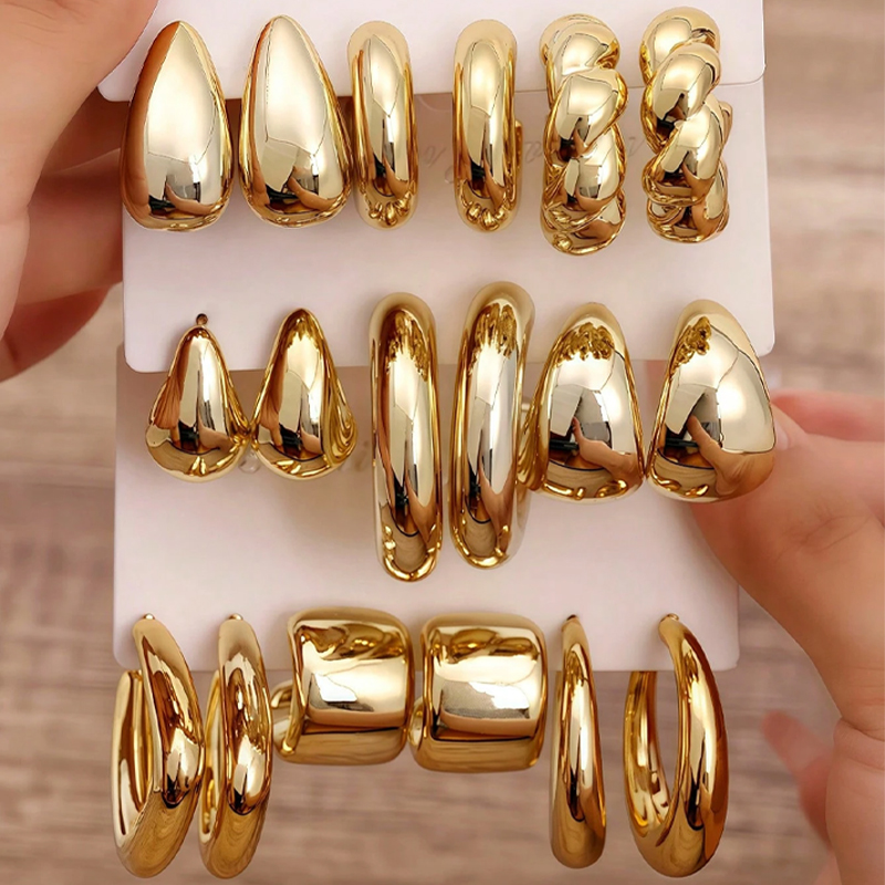 Resin Art Ring - 18 adet/takım moda su damlası küpe