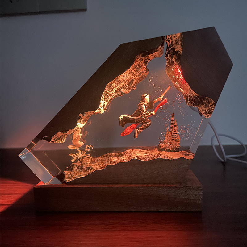Resin Artist - Ahşap Reçine Epoksi Lamba Sihirbaz Çocuk