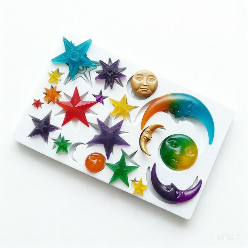 Resin Art Mold - Güneş Yüzü Ay Yıldızlar Polimer Kil