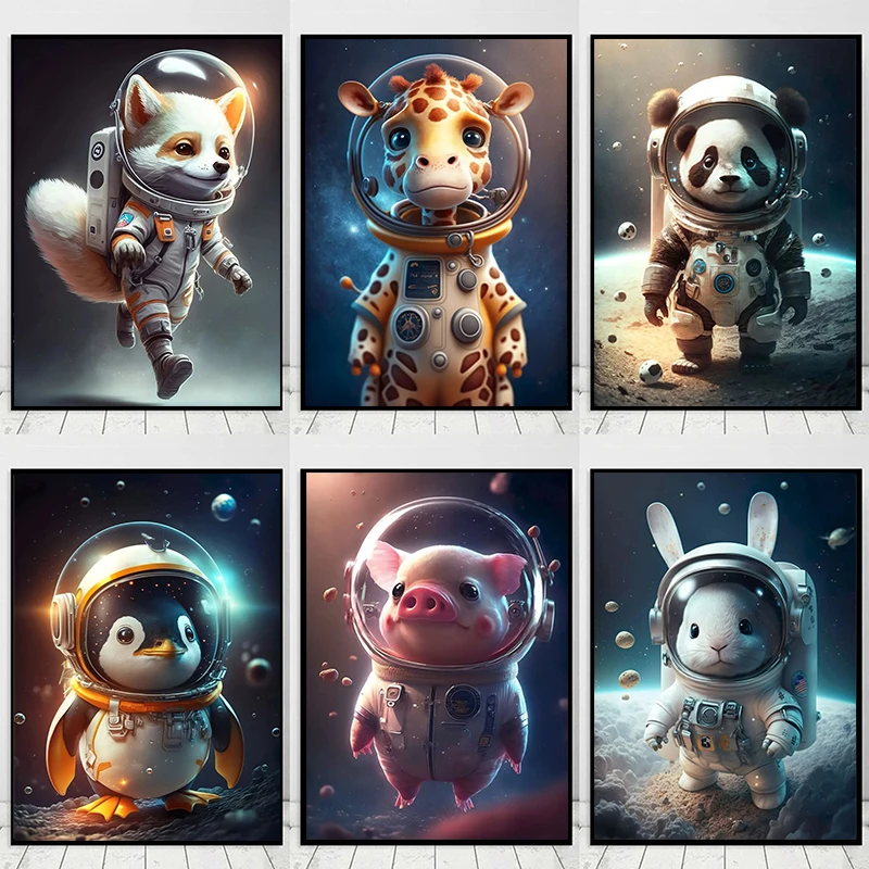Resin Art For Kids - Sevimli Komik Astronot Uzay Hayvan Portre