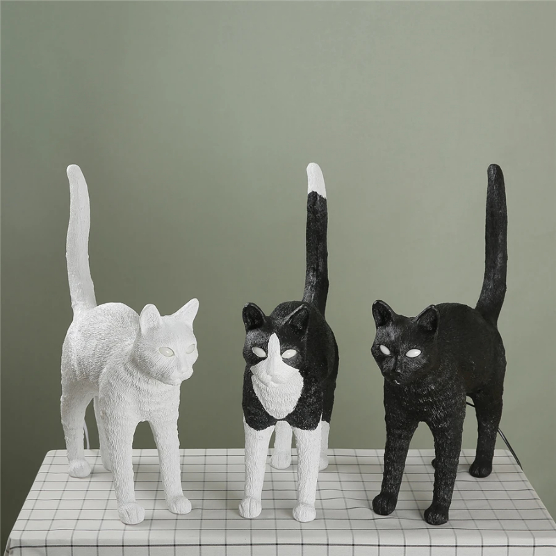 Resin Art On Floor - İskandinav kedi masa lambası reçine hayvan