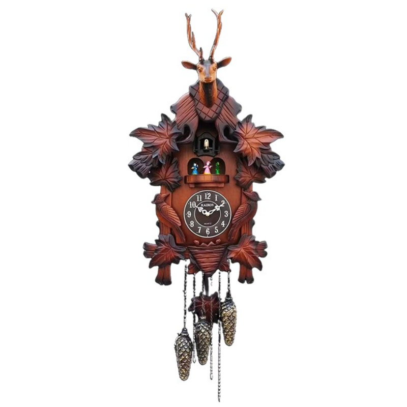 Resin Art Clock - Guguklu Duvar Saati Masif Ahşap Saatler