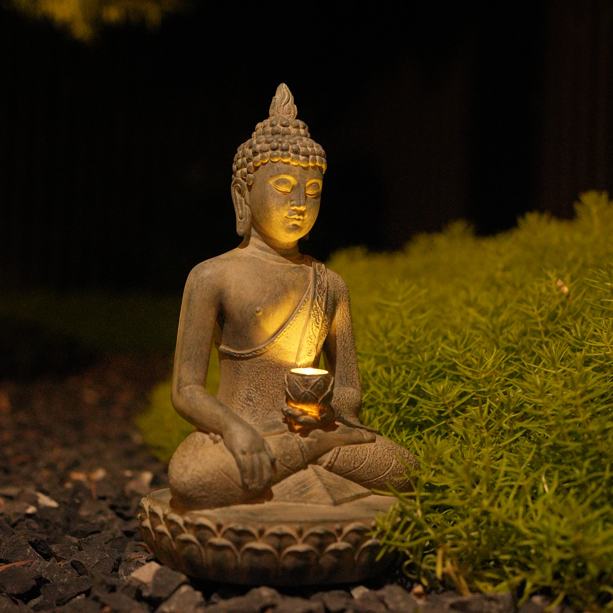 Resin Art India - Zen-ilham güneş enerjili buda heykeli ile