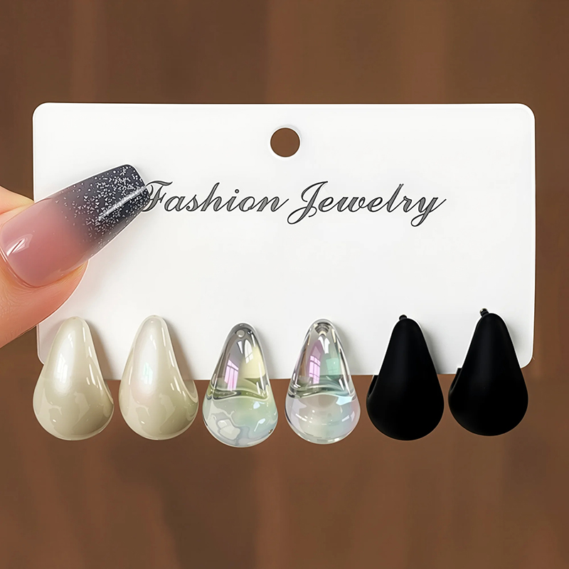 3 Pairs Moda Reçine Damla Küpe - Resin Art Ring incelemesi ve fiyatı
